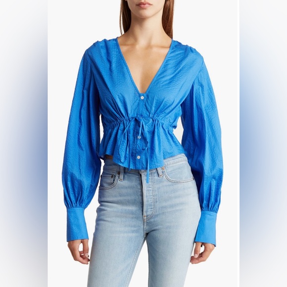 Frame long sleeves empire waist crop top, size M - Picture 3 of 10